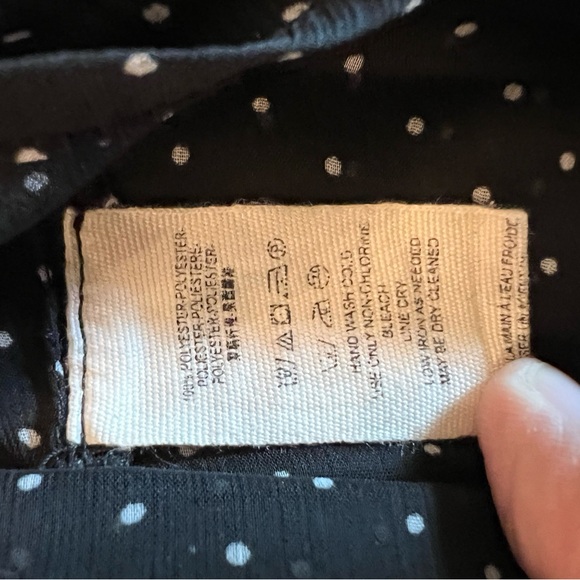 Free People Sheer Blouse Black/White Dots Ruched - Picture 5 of 5